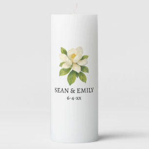 Custom Magnolia Painting Nautical Wedding Pillar Candle