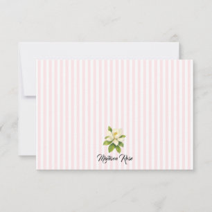 Custom Magnolia Painting Stripe Preppy Thank You Card