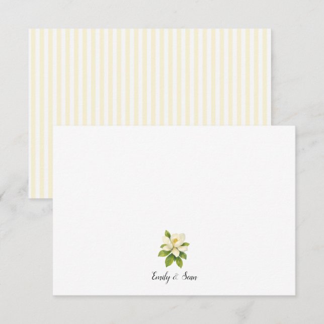 Custom Magnolia Painting Stripe Preppy Thank You Card (Front/Back)