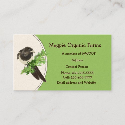 Custom Magpie Organic Farm Business Card