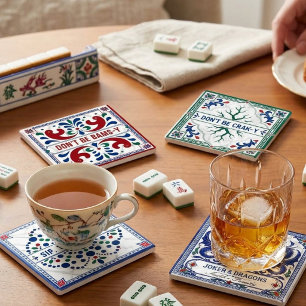 Custom Mahjong Coaster Set Hostess Gift & Game