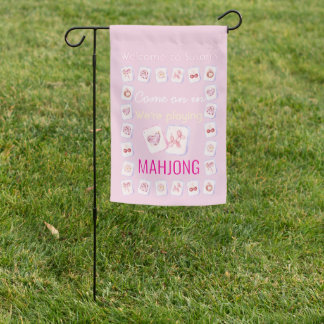 Custom Mahjong Coquette Pink Welcome Garden Flag
