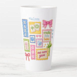 Custom Mahjong Patches Faux Embroidery Latte Mug