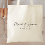 Custom Maid Of Honor Gift Bachelorette Wedding Tote Bag<br><div class="desc">This minimal and classy tote is the perfect Maid of Honor bag for a Bachelorette,  as a gift for the morning of your wedding,  or use in a Maid Of Honor proposal. The name on the front,  and the details on the back can be edited.</div>