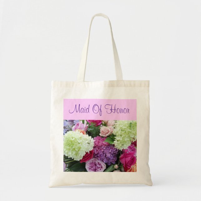 Custom Maid Of Honor Summer Wedding Flowers Tote Bag (Front)