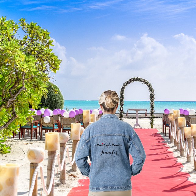 Custom Maid of Honor Wedding Bachelorette Party Denim Jacket (Custom Maid of Honor Wedding Bachelorette Party Denim Jacket)