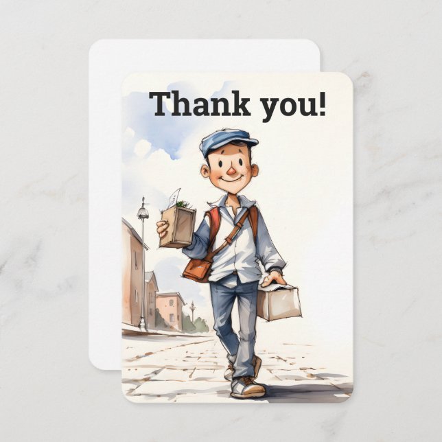 Custom Mailman Letter Carrier  Thank You Card (Front/Back)