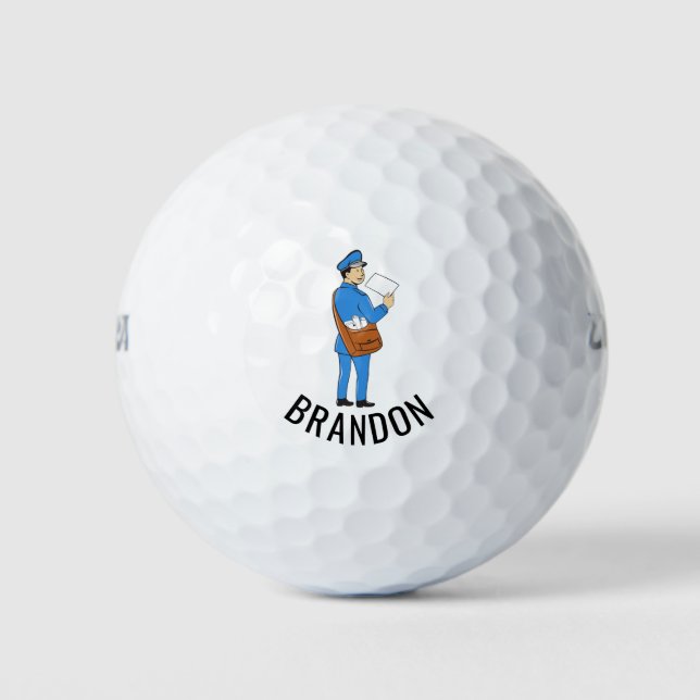 Custom Mailman Retro Letter Carrier Golf Balls (Front)