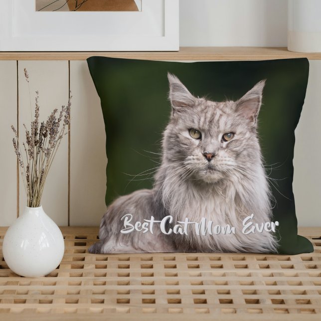 Custom Maine Coon Cat Photo Throw Pillow (Creator Uploaded)