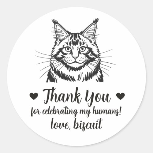 Custom Maine Coon Cat Wedding Favor Stickers