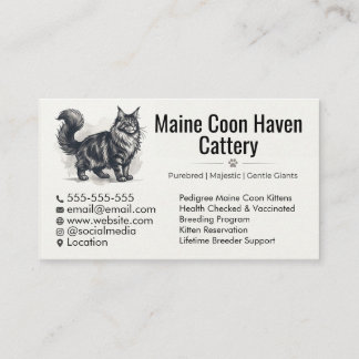 Custom Maine Coon Cattery Business Card 