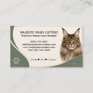 Custom Maine Coon Cattery Cat Breeder Business Card