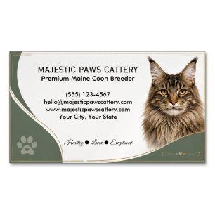 Custom Maine Coon Cattery Cat Breeder Business Card Magnet