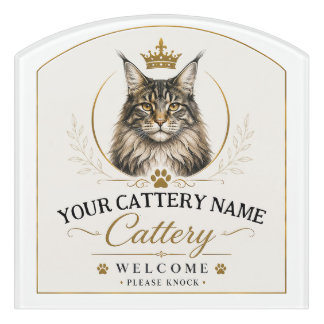 Custom Maine Coon Cattery Elegant Door Sign