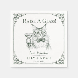 Custom Maine Coon Wedding Cat lover Sketch gift Napkins