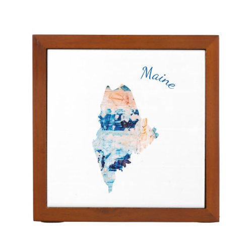 Custom Maine State Outline Abstract Gift Desk Organizer