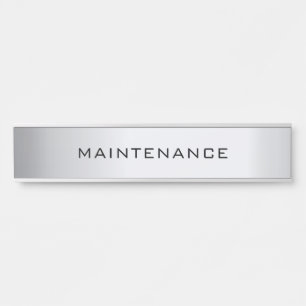 Custom Maintenance Text Elegant Silver Template Door Sign