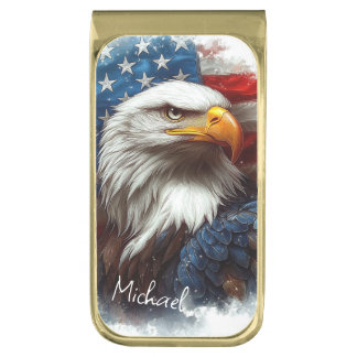 Custom Majestic American Bald Eagle Gold Finish Money Clip
