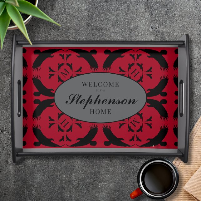 Custom Majestic Black Red Bold Eagle Silhouette Serving Tray (Creator Uploaded)