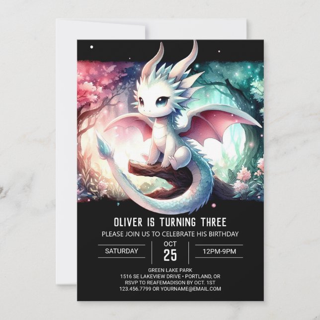 Custom Majestic Dragon Birthday Invitation (Front)