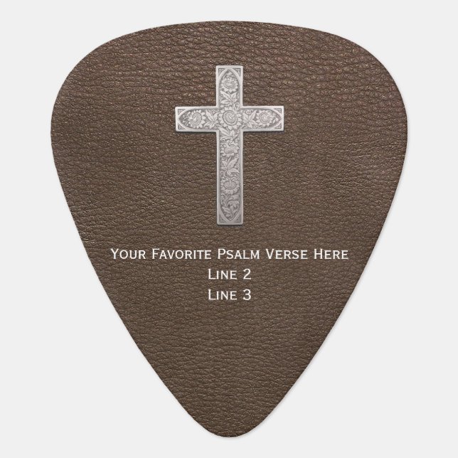 Custom-Make Personal Favorite Psalm Metal Cross Guitar Pick (Front)