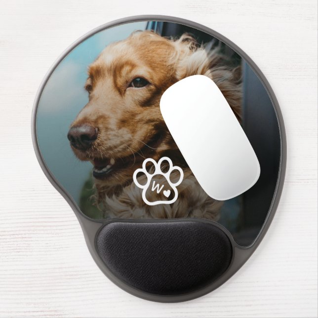 Custom Make Your Own Pet Photo Potrait Monogram Gel Mouse Pad (Left Side)
