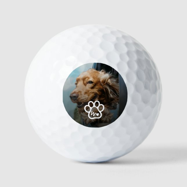 Custom Make Your Own Pet Photo Potrait Monogram Golf Balls (Front)