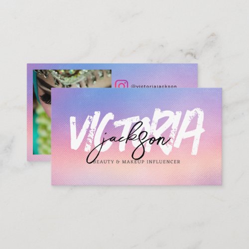 Custom Makeup Influencer Vlogger Iridescent Beauty Business Card