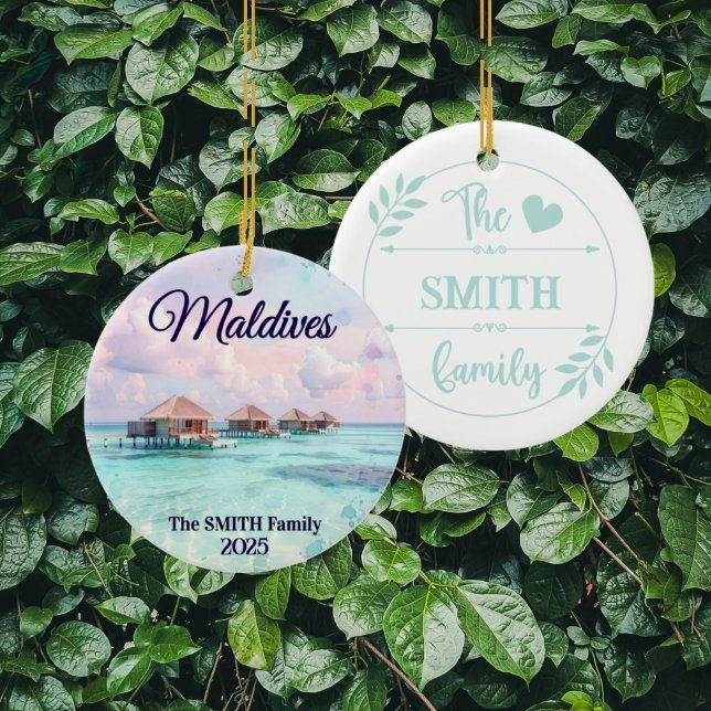Custom Maldives Family Vacation Ceramic Ornament (Creator Uploaded)