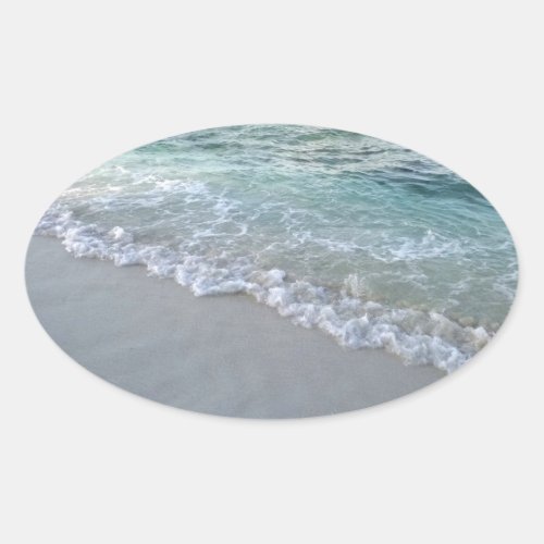 Custom Maldives Sea Waves Sand Nature Blank Oval Sticker