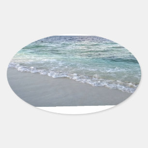 Custom Maldives Sea Waves Sand Nature Blank Oval Sticker