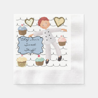 Custom Male Chef Baking Party Paper Napkins