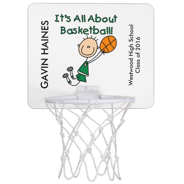 Custom Male Stick Figure Basketball Mini Hoop (Front)