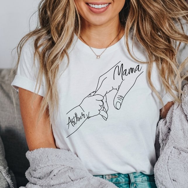 Custom Mama And Kids Holding Hands personalized T-Shirt (Creator Uploaded)