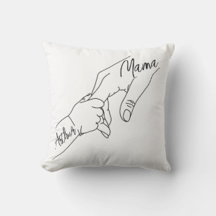 Custom Mama And Kids Holding Hands personalized Throw Pillow