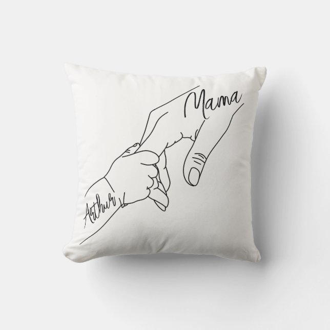Custom Mama And Kids Holding Hands personalized Throw Pillow (Front)