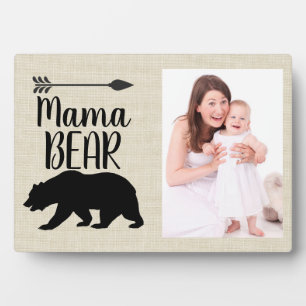 Custom Mama Bear Burlap Photo Frame Plaque