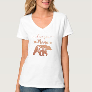 Custom MAMA BEAR Rose Gold Mom Women Deep V-neck T-Shirt
