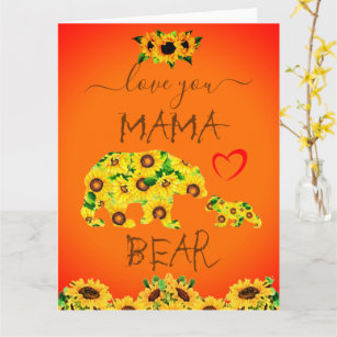 Custom MAMA BEAR Sunflower Mom Birthday Mother Day Card