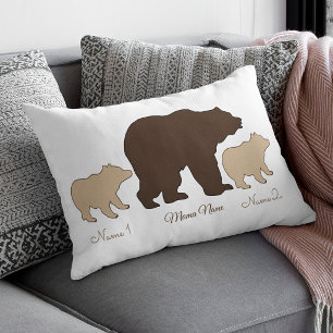 Custom Mama Bear With 2 Kid Names Mothers Day Gift Accent Pillow