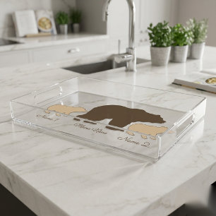 Custom Mama Bear With 2 Kid Names Mothers Day Gift Acrylic Tray