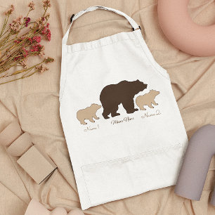 Custom Mama Bear With 2 Kid Names Mothers Day Gift Adult Apron
