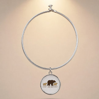 Custom Mama Bear With 2 Kid Names Mothers Day Gift Bangle Bracelet