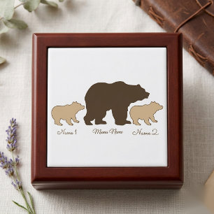 Custom Mama Bear With 2 Kid Names Mothers Day Gift Box