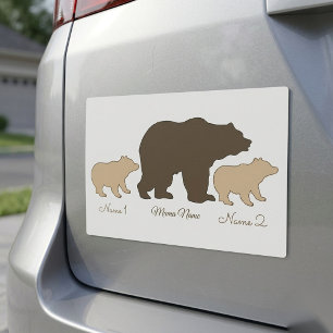 Custom Mama Bear With 2 Kid Names Mothers Day Gift Car Magnet