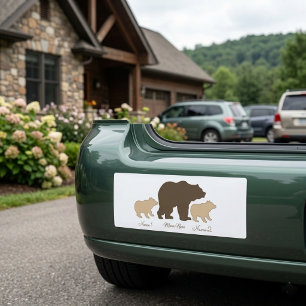 Custom Mama Bear With 2 Kid Names Mothers Day Gift Car Magnet