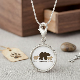 Custom Mama Bear With 2 Kid Names Mothers Day Gift Charm