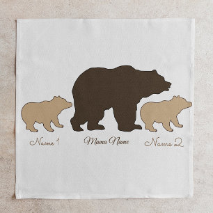 Custom Mama Bear With 2 Kid Names Mothers Day Gift Cloth Napkin