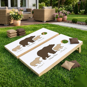 Custom Mama Bear With 2 Kid Names Mothers Day Gift Cornhole Set