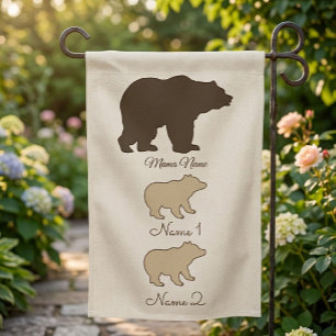 Custom Mama Bear With 2 Kid Names Mothers Day Gift Garden Flag